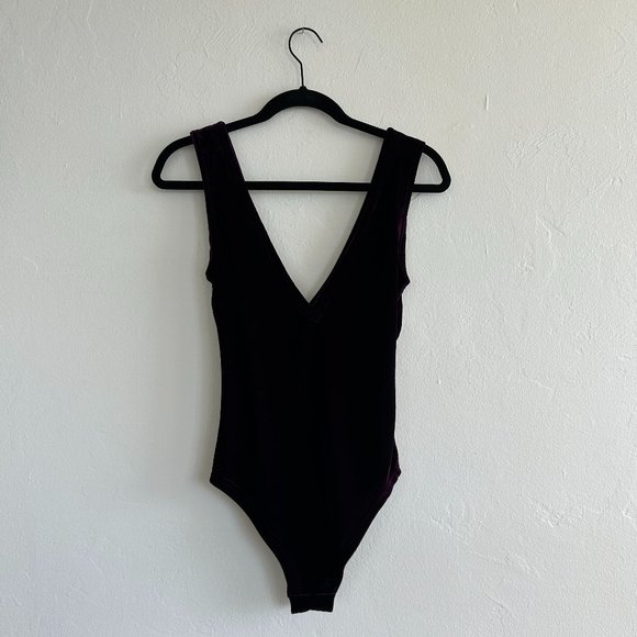 Dusty Daze Purple Velvet Plunge Front Body Suit with Gold Rhinestone Starfish - Picture 3 of 7